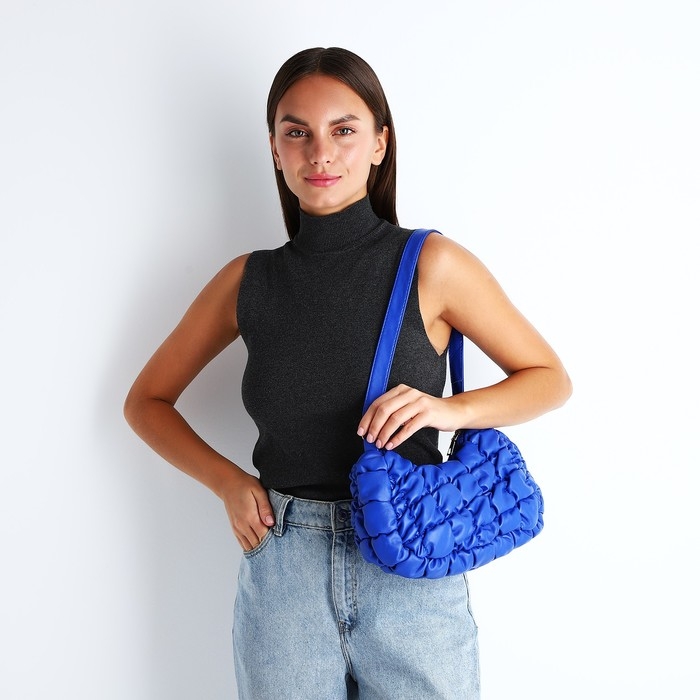 Сумка-багет на молнии, цвет синий Сумка-багет на молнии, цвет синий