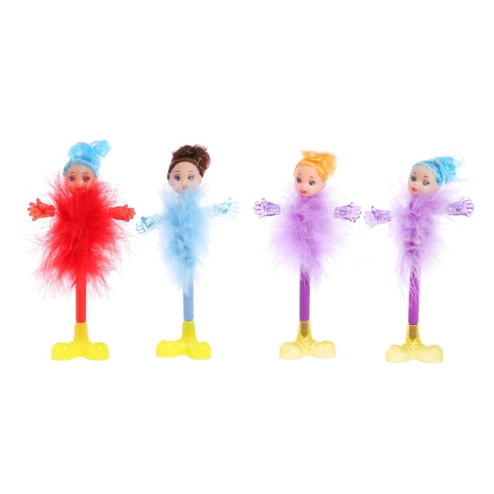 Ручка-прикол Calligrata "Пух-куколка", шариковая, на подставке, МИКС