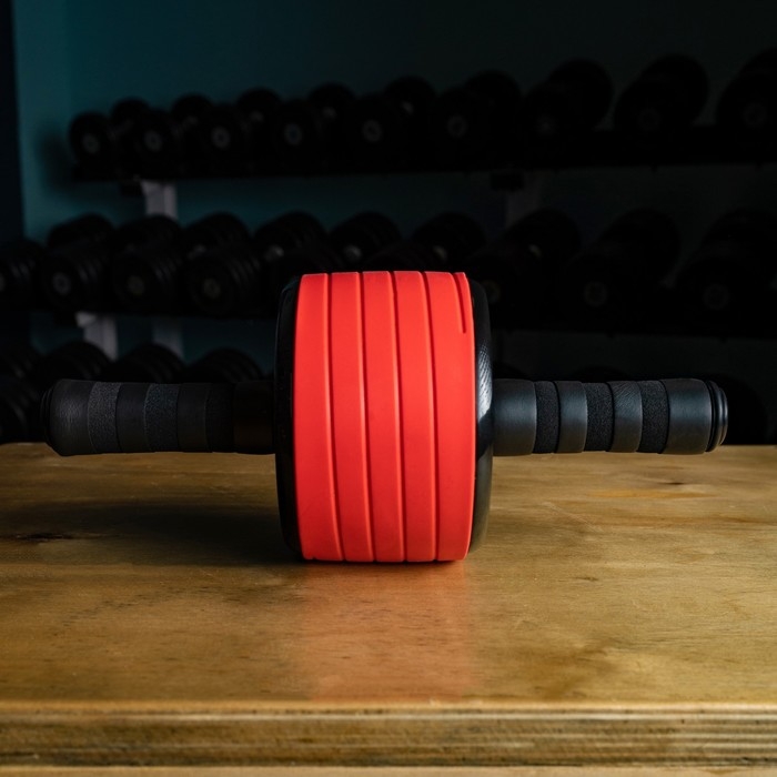 Ролик для пресса ONLYTOP, 34х13х13 см, с ковриком, цвет красный Ролик для пресса ONLYTOP, 34х13х13 см, с ковриком, цвет красный