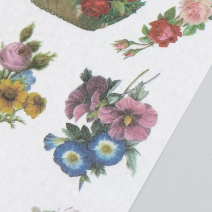 Наклейки для творчества бумага Наклейки для творчества бумага "Ретро букеты" набор 3 листа 10х20 см