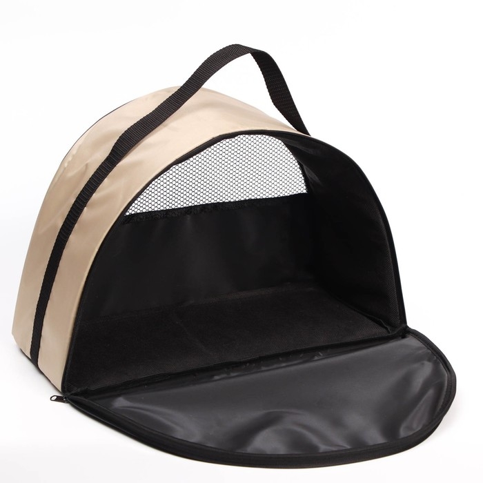 Сумка - переноска для животных, полукруглая, нейлон, 39 х 19 х 27 см, бежевая Сумка - переноска для животных, полукруглая, нейлон, 39 х 19 х 27 см, бежевая