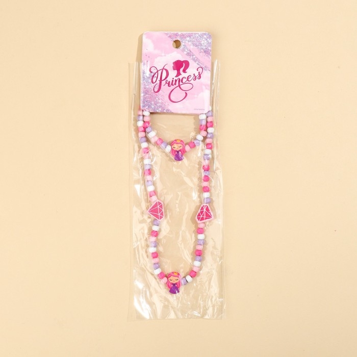 Бижутерия «Princess» набор для девочек: браслет и бусы, 7 х 9 см Бижутерия «Princess» набор для девочек: браслет и бусы, 7 х 9 см