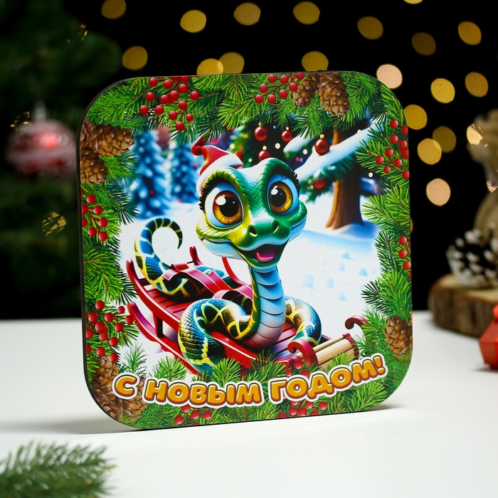 Подставка под горячее Подставка под горячее "Символ года.Змея в лесу" 19х19 см