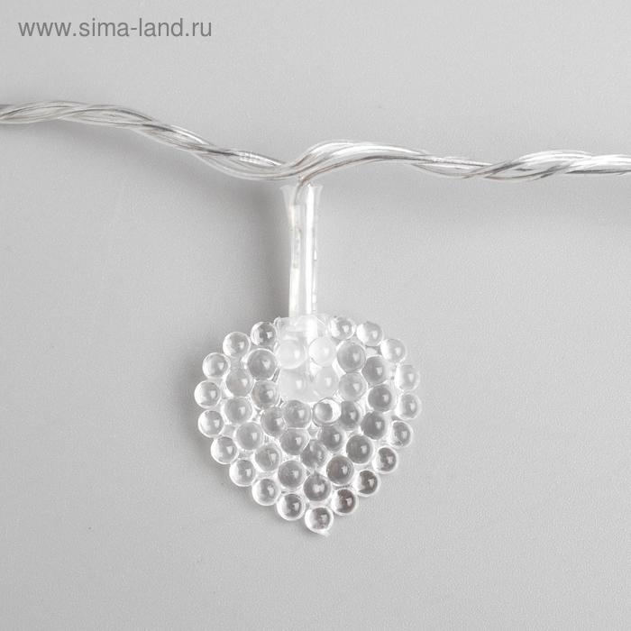 Гирлянда «Нить» 5 м с насадками «Сердце малое», IP20, прозрачная нить, 20 LED, свечение мульти (RG/RB), мигание, 220 В