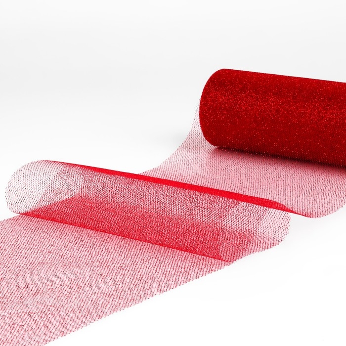 Фатин с глиттером, 15 см, 11 ± 1 г/кв.м, 9 ± 0,5 м, цвет красный №20 Фатин с глиттером, 15 см, 11 ± 1 г/кв.м, 9 ± 0,5 м, цвет красный №20