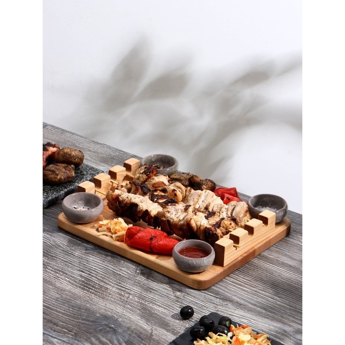 Доска для подачи шашлыка Adelica «3 шампура», 30×24×1,8 см, массив берёзы Доска для подачи шашлыка Adelica «3 шампура», 30×24×1,8 см, массив берёзы