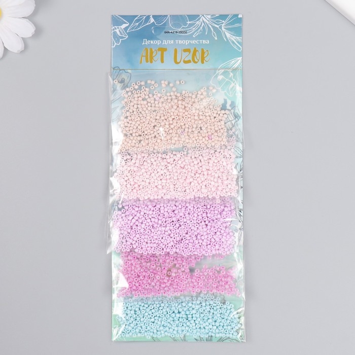 Бисер круглый 12/0  Бисер круглый 12/0 "Сиреневый туман" 5 цветов х 10 гр 20х8х0,7 см