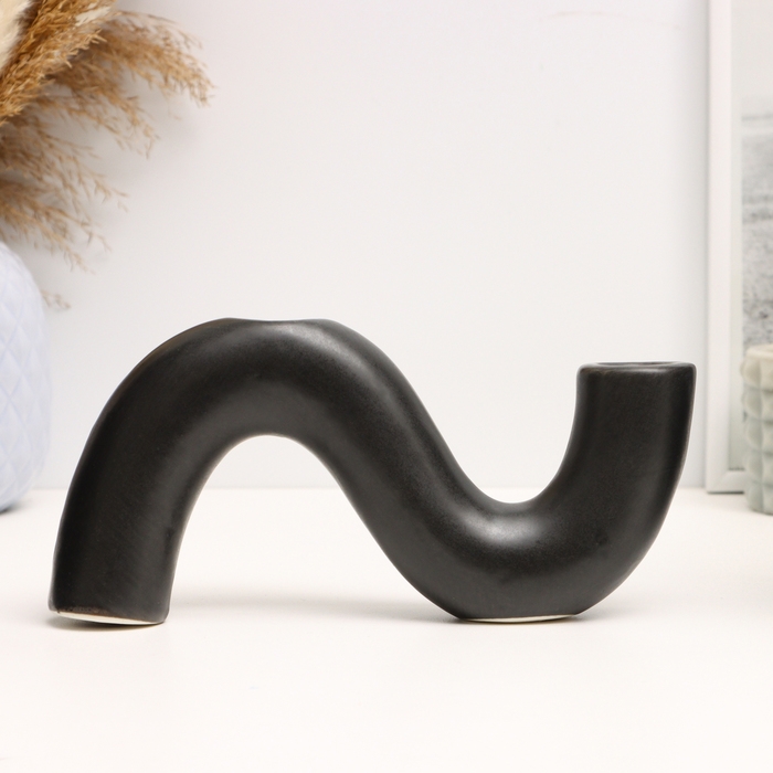 Подсвечник Подсвечник "Жасмин" черный глянец, 20х4х10см