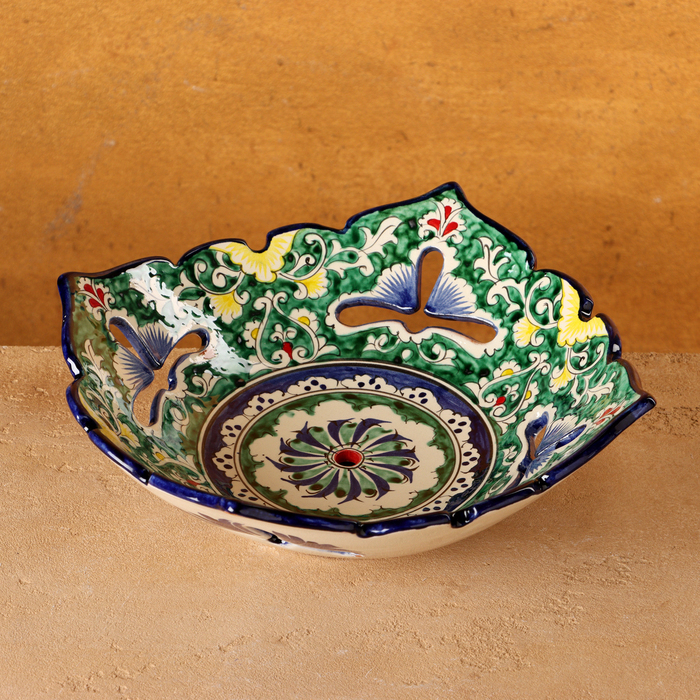 Фруктовница Риштанская Керамика  Фруктовница Риштанская Керамика "Узоры", 25 см,