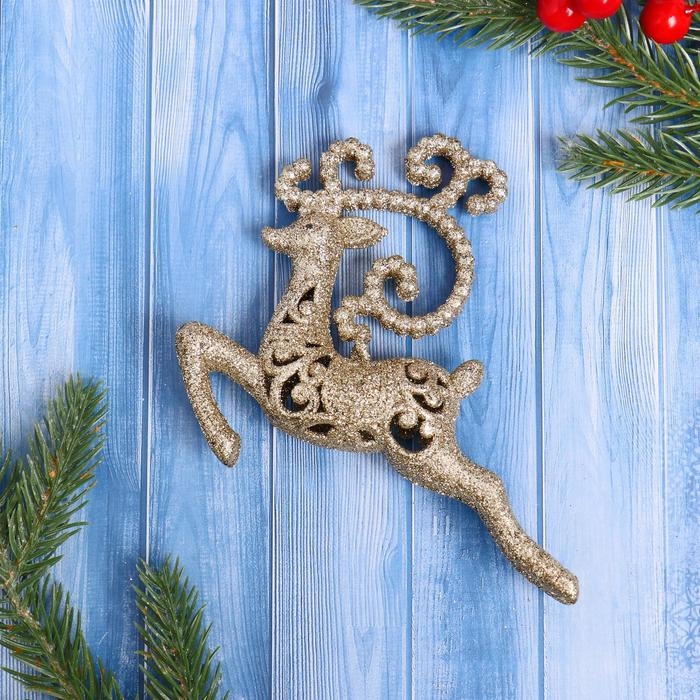 Украшение ёлочное Украшение ёлочное "Олень бегущий блеск" 13х11 см, золото