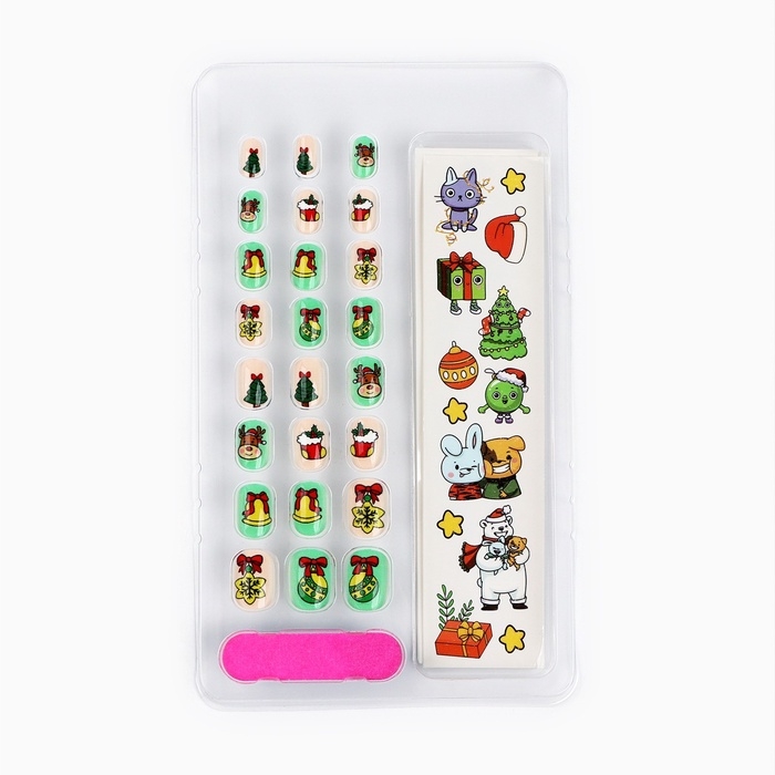 Набор детских накладных ногтей с татуировками на новый год «Новогоднее настроение» Набор детских накладных ногтей с татуировками на новый год «Новогоднее настроение»