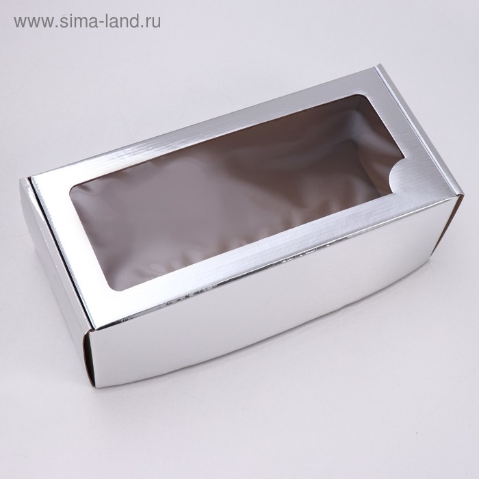 Коробка самосборная, с окном, серебряная, 16 х 35 х 12 см Коробка самосборная, с окном, серебряная, 16 х 35 х 12 см