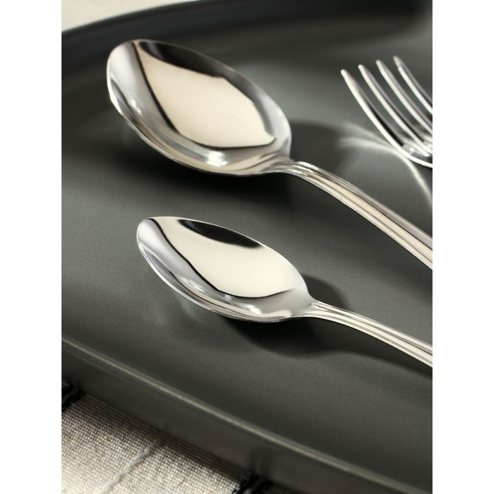 Набор столовых приборов «Новинка-1», 18 предметов, толщина 1 мм, картонная коробка, цвет серебряный Набор столовых приборов «Новинка-1», 18 предметов, толщина 1 мм, картонная коробка, цвет серебряный