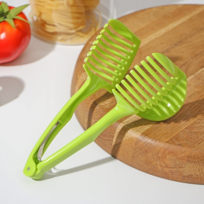 Щипцы для нарезки томатов Доляна, 18×8 см, цвет зелёный Щипцы для нарезки томатов Доляна, 18×8 см, цвет зелёный