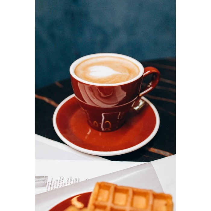 Кофейная пара фарфоровая Magistro Coffee time, 2 предмета: чашка 280 мл, блюдце d=15,5 см, цвет коричневый Кофейная пара фарфоровая Magistro Coffee time, 2 предмета: чашка 280 мл, блюдце d=15,5 см, цвет коричневый