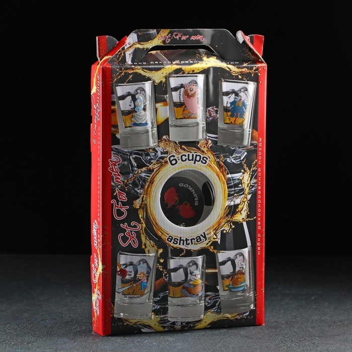 Набор «Приколы», 7 предметов: 6 стопок 50 мл, пепельница Набор «Приколы», 7 предметов: 6 стопок 50 мл, пепельница
