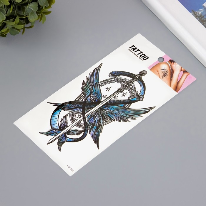 Татуировка на тело цветная Татуировка на тело цветная "Синяя змея" 10х20,5 см