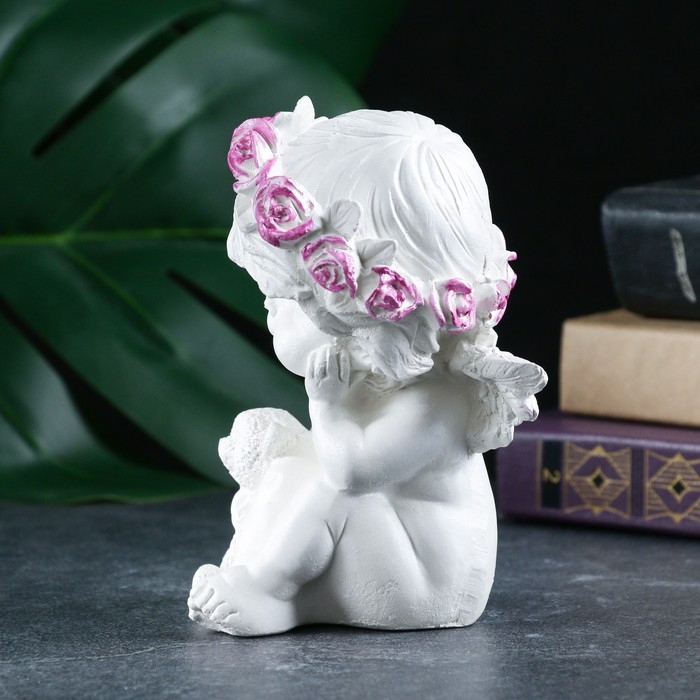 Фигура Фигура "Ангел с мишкой" перламутр, 13х10х8см