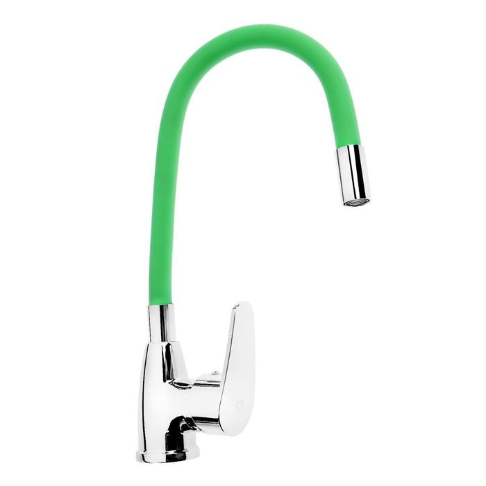 Смеситель для кухни ROEGEN RC014G, однорычажный, гибкий излив, цинк, салатовый, хром Смеситель для кухни ROEGEN RC014G, однорычажный, гибкий излив, цинк, салатовый, хром