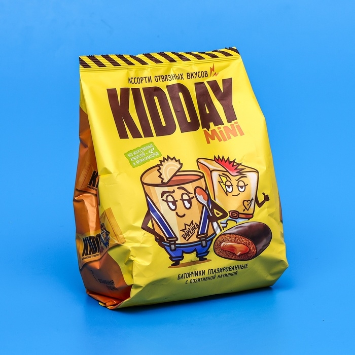 Батончик глазированный Батончик глазированный "KIDDAY mini", с карамелью и сгущенкой, ассорти,300 г