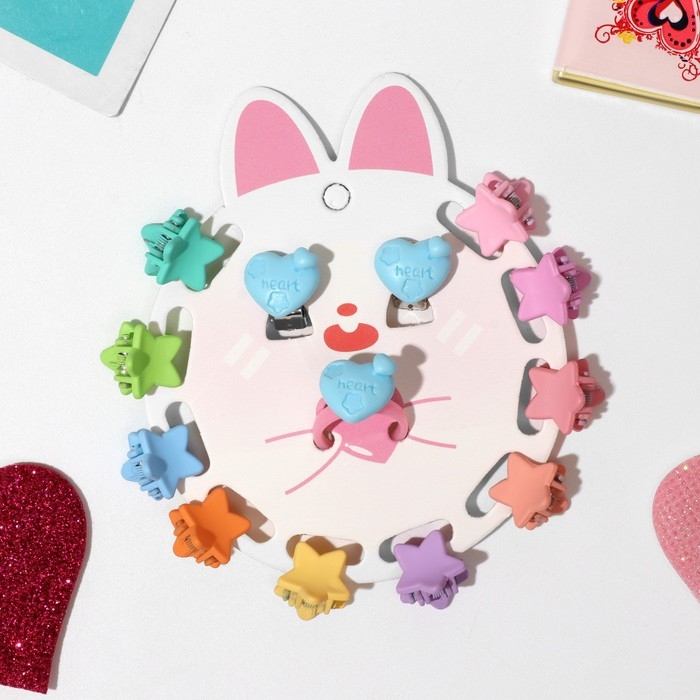 Комплект детский «Выбражулька» 12 предметов: 10 крабиков, клипсы, кольцо, форма и цвет МИКС Комплект детский «Выбражулька» 12 предметов: 10 крабиков, клипсы, кольцо, форма и цвет МИКС