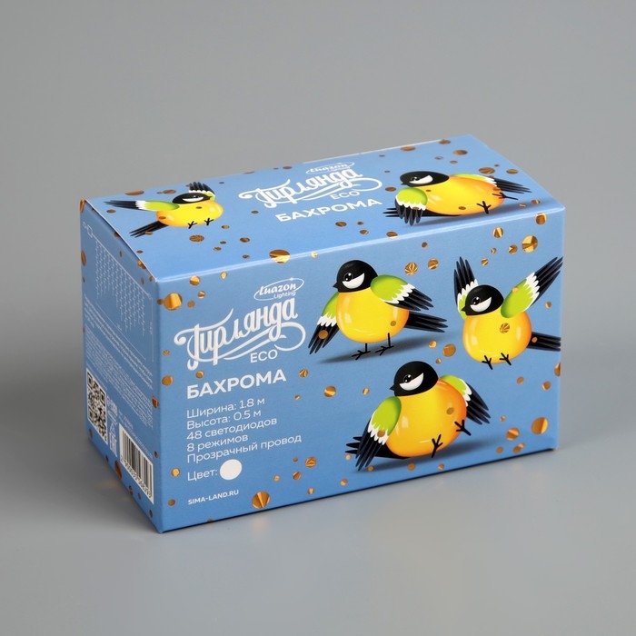 Гирлянда «Бахрома» 1.8 × 0.5 м, IP20, прозрачная нить, 48 LED, свечение белое, 8 режимов, 220 В Гирлянда «Бахрома» 1.8 × 0.5 м, IP20, прозрачная нить, 48 LED, свечение белое, 8 режимов, 220 В