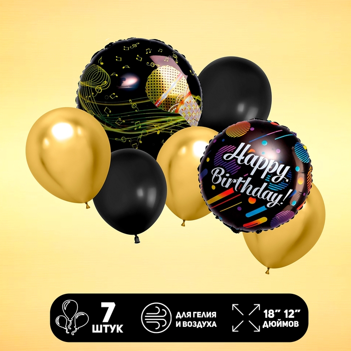Набор шаров &laquo;Happy Birthday. Музыкальный&raquo;, латекс, фольга, 7 шт.
