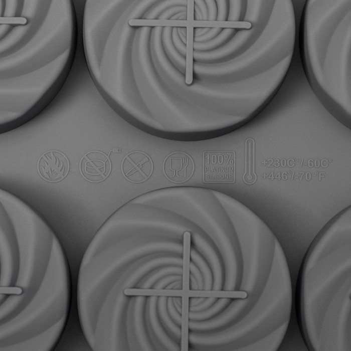 Форма для выпечки и муссовых десертов KONFINETTA «Шарм», 29,5×17,2 см, 12 ячеек (5×2,2 см), цвет серый Форма для выпечки и муссовых десертов KONFINETTA «Шарм», 29,5×17,2 см, 12 ячеек (5×2,2 см), цвет серый