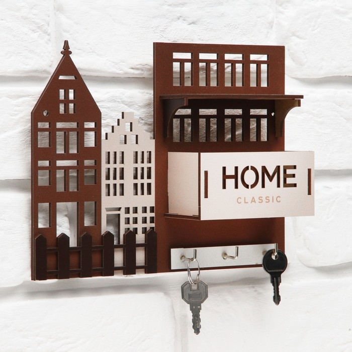 Ключница настенная с полкой и карманом «Home», классика, 23 х 17,5 см. Ключница настенная с полкой и карманом «Home», классика, 23 х 17,5 см.