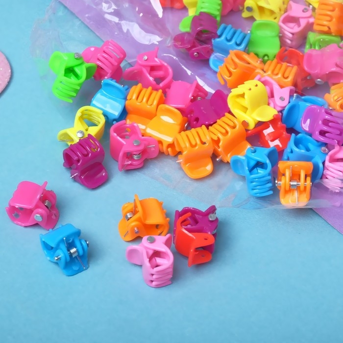 Краб для волос  Краб для волос "Мини" (набор 100 шт) простой цветной, 1 см, микс