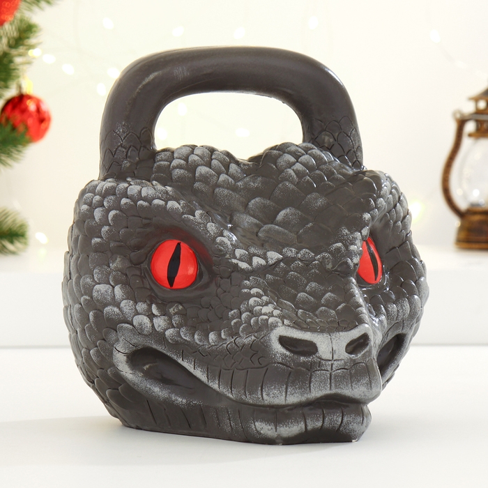 Новый год. Символ 2025. Копилка Новый год. Символ 2025. Копилка "Гиря Змея" серый камень, 20см