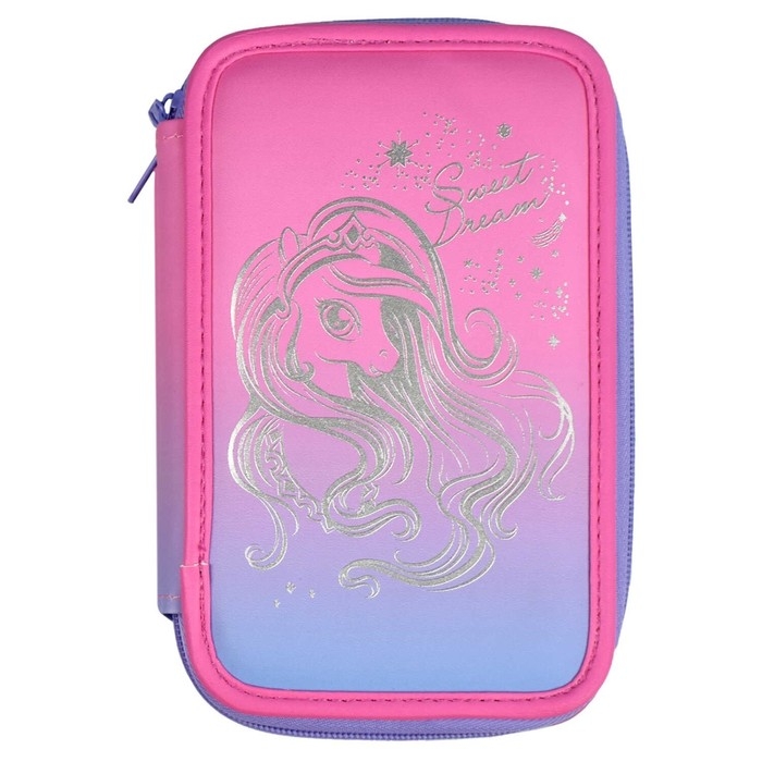 Пенал 2 секции, 123 х 198 мм, искусственная кожа, Феникс Пенал 2 секции, 123 х 198 мм, искусственная кожа, Феникс "Волшебный пони"