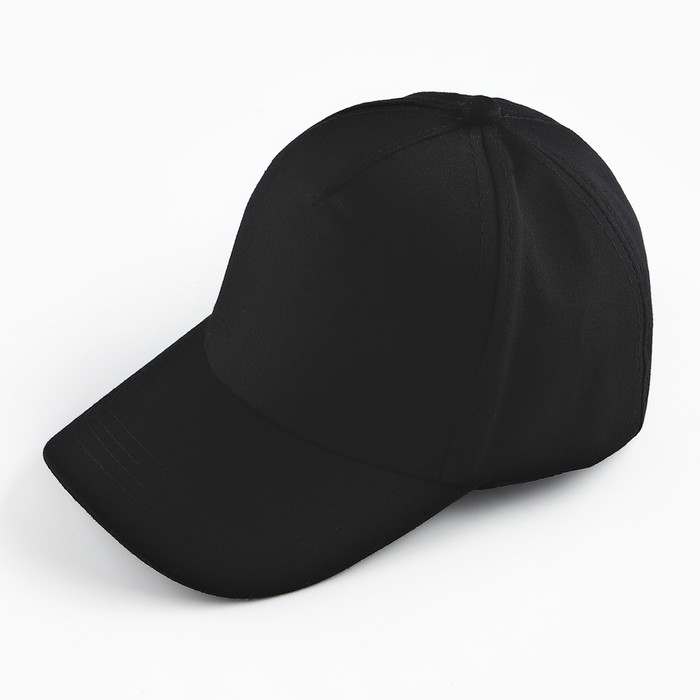 Кепка женская однотонная, цвет чёрный, х/б, р-р- 56