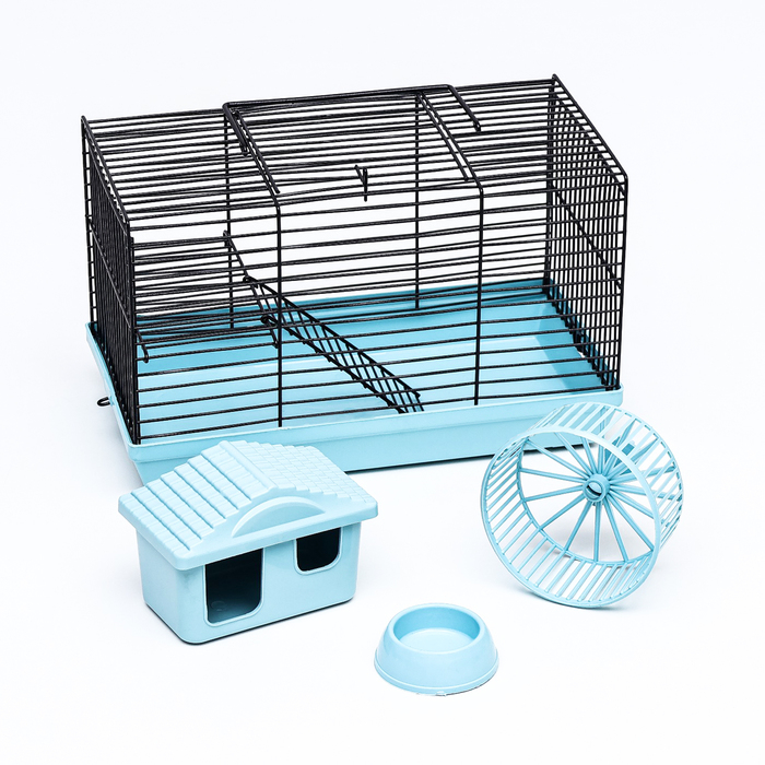 Клетка-мини для грызунов Клетка-мини для грызунов "Пижон" №2, укомплектованная, 27 х 15 х 16 см, бирюзовая