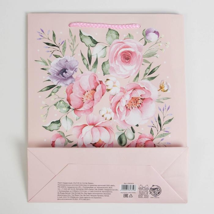 Пакет подарочный ламинированный, упаковка, Present for you, ML 21 х 25 х 8 см