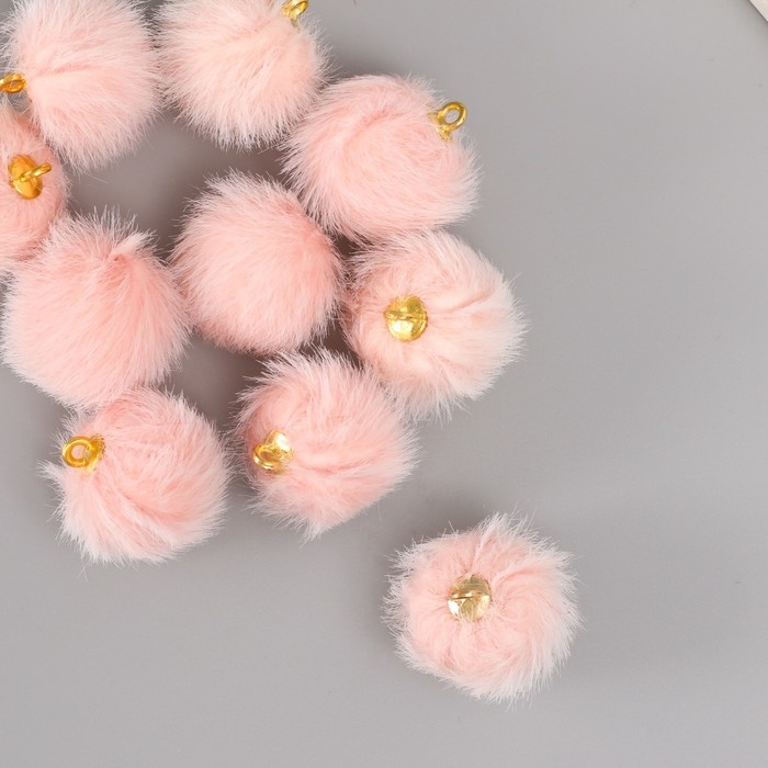 Декор для творчества искусственный мех Декор для творчества искусственный мех "Шарик" нежно-розовый набор 10 шт, d=2 см