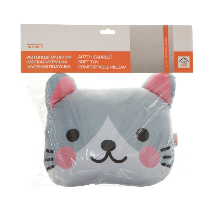 Подушка на подголовник МАТЕХ CUTIE LINE, 30 х 25 х 10 см, серый, розовый Подушка на подголовник МАТЕХ CUTIE LINE, 30 х 25 х 10 см, серый, розовый