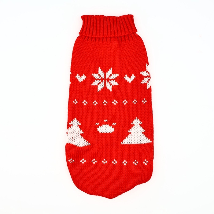 Одежда для собак. Свитер вязаный с орнаментом «Новогодний», красный, размер XL Одежда для собак. Свитер вязаный с орнаментом «Новогодний», красный, размер XL