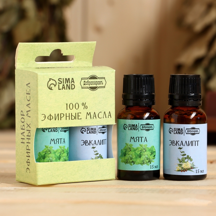 Набор эфирных масел 2 шт Набор эфирных масел 2 шт "Эвкалипт, Мята" по 15 мл