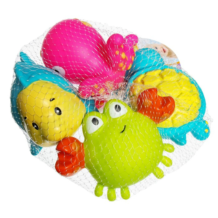 Набор резиновых игрушек для ванны «Морские друзья», 4 шт, виды МИКС, Крошка Я Набор резиновых игрушек для ванны «Морские друзья», 4 шт, виды МИКС, Крошка Я