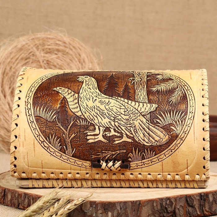 Хлебница Хлебница "Лесные птицы", 24,5 х 20 х 14,5 см, береста