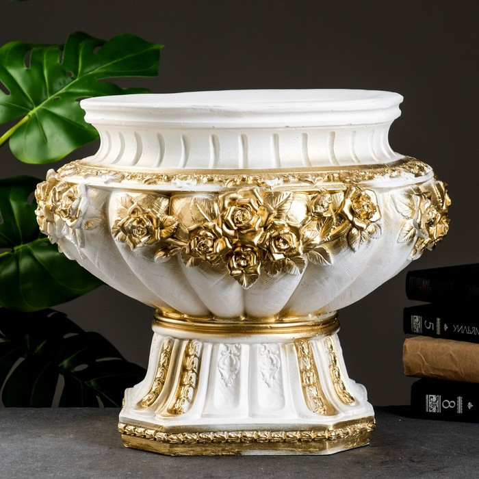 Вазон  Вазон "Афина" 4,3л / 41х34х41см, белое золото