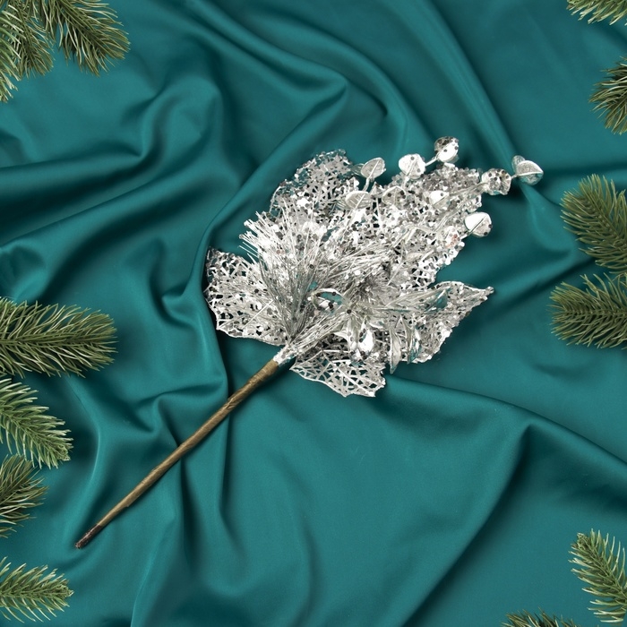 Декор Декор "Новогодняя грация" резные листья, 33х17 см, серебро