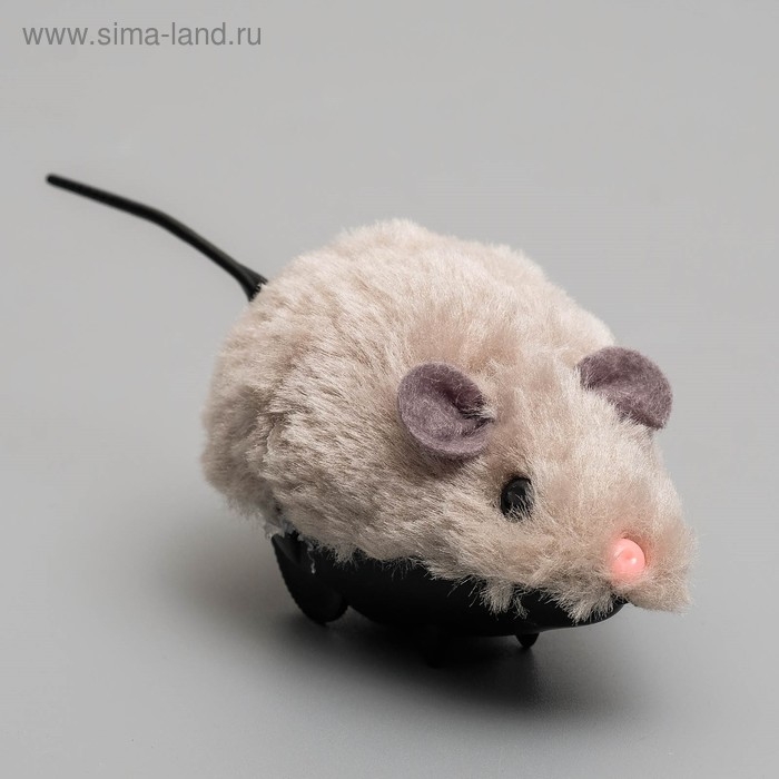 Мышь заводная меховая малая, 8,5 см, серая Мышь заводная меховая малая, 8,5 см, серая