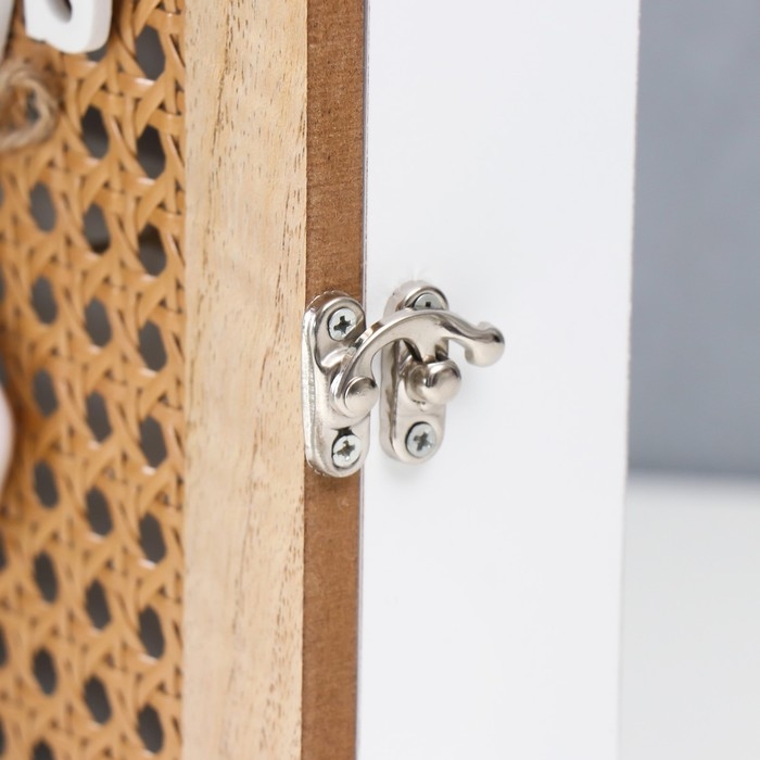 Ключница дерево 6 крючков Ключница дерево 6 крючков "Два сердца и рогожка" 26х19х5,8 см