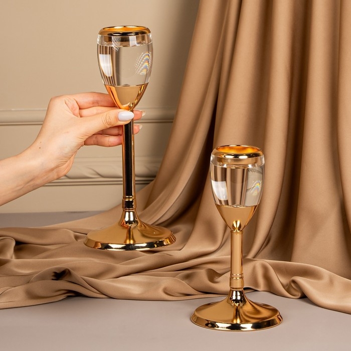 Подсвечник металл, стекло на 1 свечу «Безмятежность», цвет золото 11 х 11 х 25.5 см Подсвечник металл, стекло на 1 свечу «Безмятежность», цвет золото 11 х 11 х 25.5 см