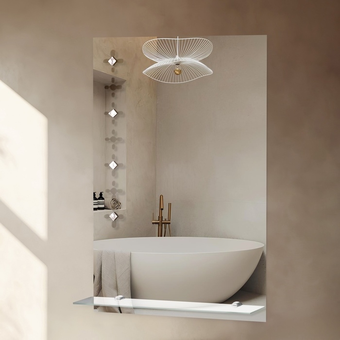 Зеркало «Ромб», с пескоструйной графикой, настенное, с полочкой, 40×60 см Зеркало «Ромб», с пескоструйной графикой, настенное, с полочкой, 40×60 см