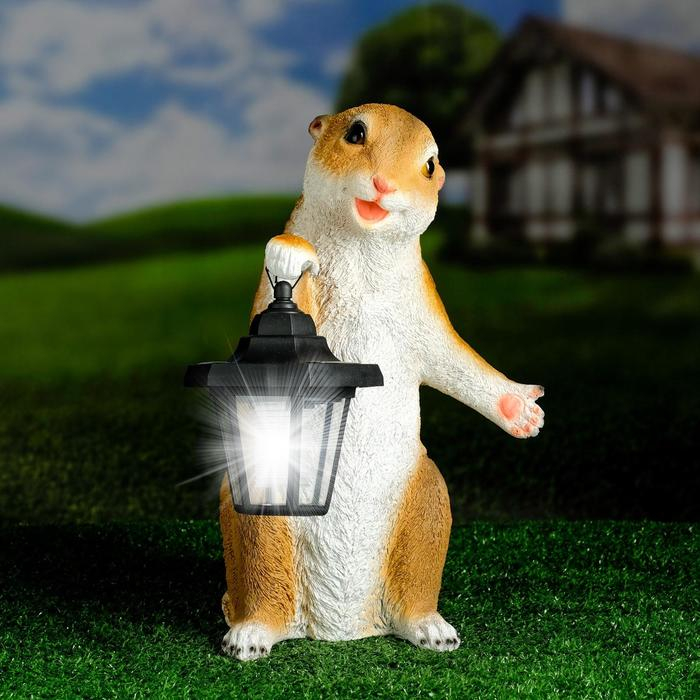 Садовый фонарь  Садовый фонарь "Суслик с фонариком" 15х15х36см