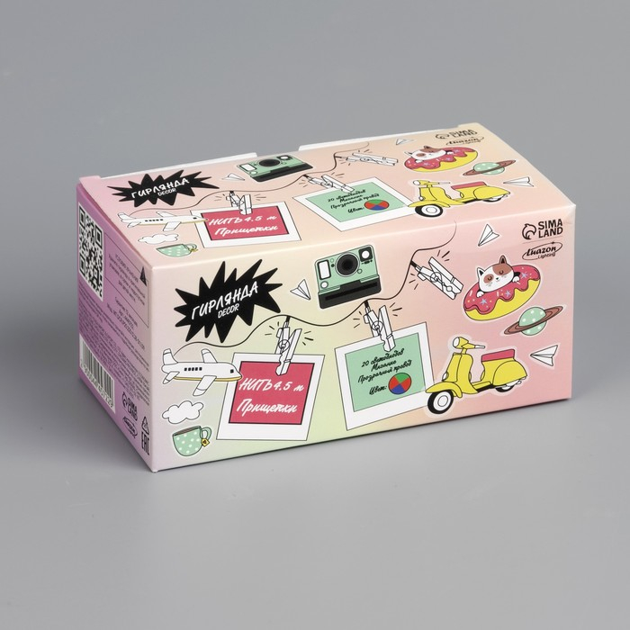 Гирлянда «Нить» 4.5 м с насадками «Прищепки», IP20, прозрачная нить, 20 LED, свечение RG/RB, мигание, 220 В Гирлянда «Нить» 4.5 м с насадками «Прищепки», IP20, прозрачная нить, 20 LED, свечение RG/RB, мигание, 220 В