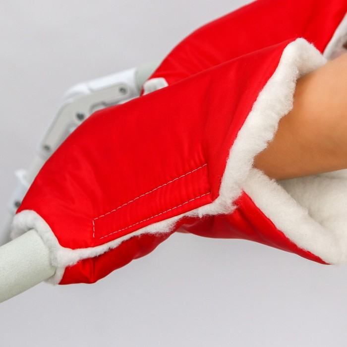 Варежки-муфты на ручку коляски, 2 шт., цвет красный Варежки-муфты на ручку коляски, 2 шт., цвет красный